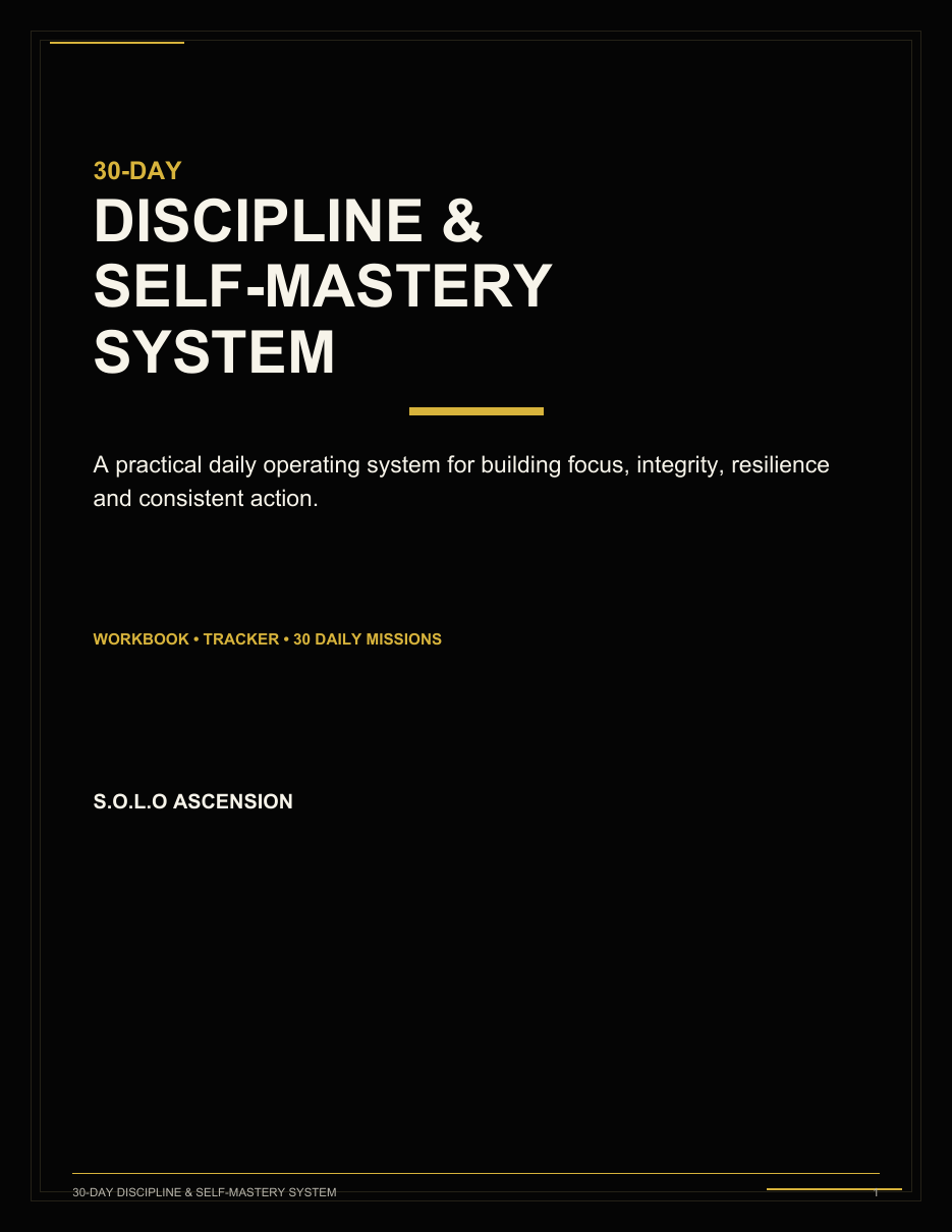 S.O.L.O Ascension 30-Day Discipline and Self-Mastery System cover